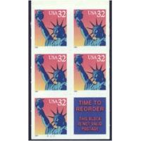 #3122c Statue of Liberty, Pane of Five + Label
