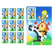 #3205 Sylvester & Tweety Looney Tunes, Pane of Ten, 10th Stamp Imperforate