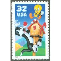 #3205a Sylvester & Tweety Looney Tunes, Single Die-cut Stamp