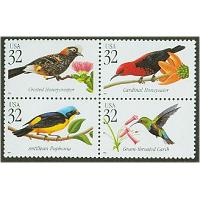 #3222-25 Tropical Birds, Four Singles