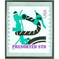 #3228c Green Bicycle, Coil (large date & square transition)