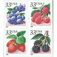 #3294a-97a  Fruit Berries, Set of Four Singles, 11¼x11½ 2000 Year Date