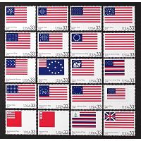 #3403a-t Historic American Flags, The Stars Stripes, 20 Singles