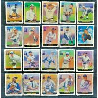 #3408a-t Legends of Baseball, Complete Set of 20 Single Stamps