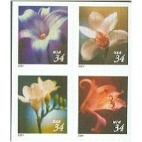 #3487-90 Four Flowers, Self-adhesive Set of Four Singles