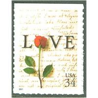 #3497 Rose & Love Letter, Die-cut 11¼ from 3497a