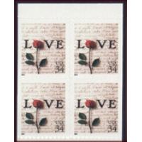 #3498a Rose & Love Letter, S-A Vending Pane of Four, With Plate No.