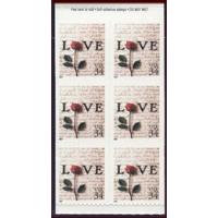 #3498b Rose & Love Letter, S-A Vending Pane of Six