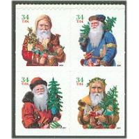 #3537b-40e Santas, Set of Four Singles, Large Date