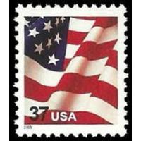 #3629F USA & Flag, Water-Activated Sheet Stamp (Low Printing)