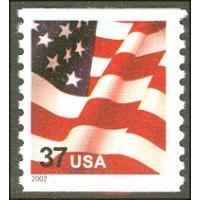 #3631 USA & Flag, Coil Stamp - Water-Activated Perforated 10