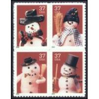 #3679a Snowman, Block of Four