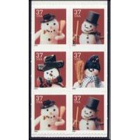 #3691d Snowman, Booklet Pane of Six
