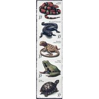 #3814-18 Reptiles and Amphibians, Five Singles