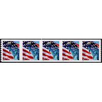 #3983 Liberty & Flag , PNC Plate Number Coil Strip of 5, #V1111