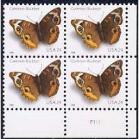#4000 Common Buckeye Butterfly, Plate Block From W-A Sheet of 10