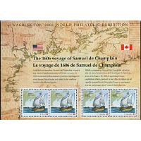#4074 400th Anniversary Samuel De Champlain's Survey, Souvenir Sheet