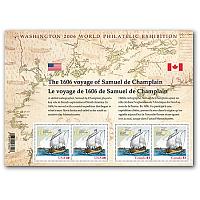#4074 De Champlains Survey, Canadian Version of Souvenir Sheet