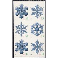 #4112d Snowflakes, Pane of Six from Vending Booklet