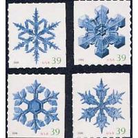 #4113-4116 Snowflakes, Set of Four Singles from ATM Pane of 18