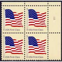 #4129 (41¢) Flag, Non-denominated W-A, Plate Block of Four