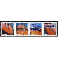 #4163a Vintage Mahogany Speedboats, Strip of Four