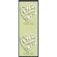 #4271 Wedding Hearts (42¢), Cross Gutter Pair