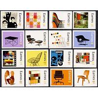#4333a-p Charles & Ray Eames, Set of 16 Single Stamps