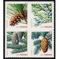 #4485a Holiday Evergreens, (Forever Stamp) Block of Four ATM