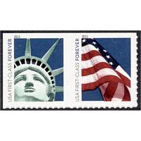 #4519a Statue of Liberty & Flag Stamps, Pair from ATM Pane