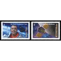 #4527-28 Space First: Shepard & Messenger, Two Single Stamps