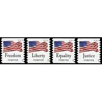 #4629-32 Four Flags, Set of Four Coil Singles, Avery Die Cut 8.5