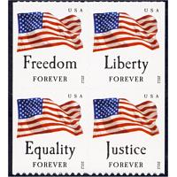 #4676a Four Flags, Block of Four from Convertible Book of Ten (Avery)