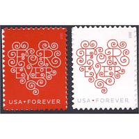 #4955-56 Forever Hearts, Love Series, Two Single Stamps