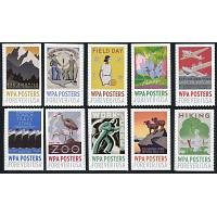 #5180-89 WPA Posters, Set of 10 Single Stamps