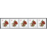 #5201 Strawberries, PNC Plate Number Coil Sript of 5 #P1111