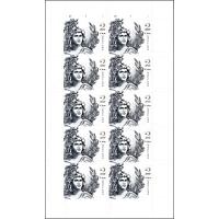 #5296 $2 Statue of Freedom, Sheet of Ten