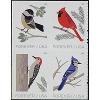 #5320a Birds in Winter, Block of Four