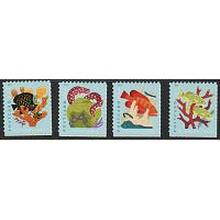 #5363-66 Coral Reefs, Four Singles, Sheet Stamps