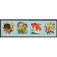#5366a Coral Reefs, Horizontal Strip of Four, Sheet Stamp
