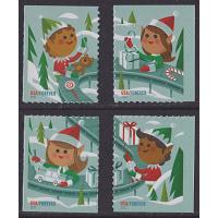 #5722-25 Christmas Holiday Elves, Set of Four Singles