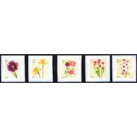 #5902-5906 Flowers, Complete Set of Five Coil Stamps