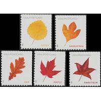 #5966-70 Leaves, Set of Five Single Stamps from Sheet (Postcard)