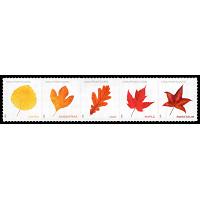 #5970a Leaves, Strip of Five Leaves From Sheet (Postcard)
