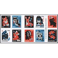 #6015a Baby Wild Animals, Booklet Block of Ten