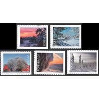 #6038-42 Winter Landscapes, Five Single Stamps