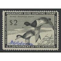 #RW21 1954 Duck Stamp, $2 Two Ring-necks Signed Minor Defect