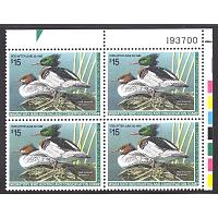 #RW61 1994 Duck Stamp, Plate Block of Four (Under Face)