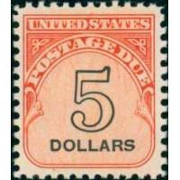 #J101 $5.00 Postage Due, Shiny Gum