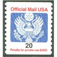 #O138B 20¢ Eagle Coil, Official Mail